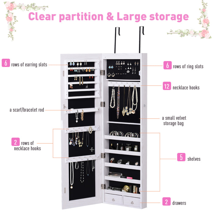 Mirrored Jewellery Storage Cabinet Door Mounted/Wall mounted Organiser