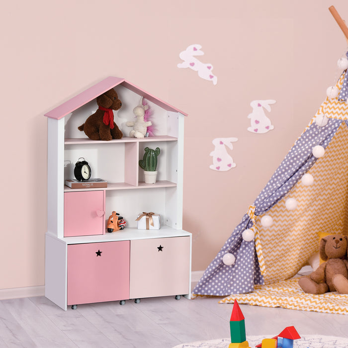 Kids Bookshelf Chest w/ Drawer with Wheels Baby