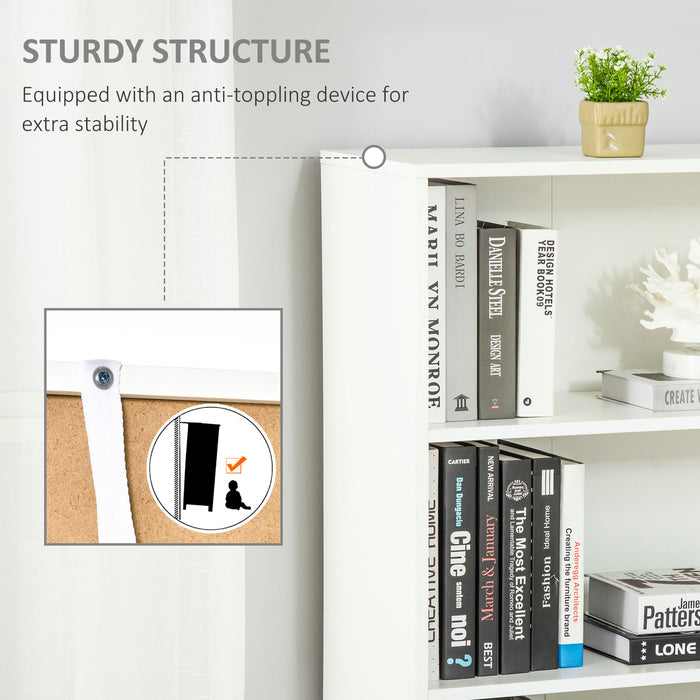 2 Door 4 Shelves Tall Bookcase Modern Storage