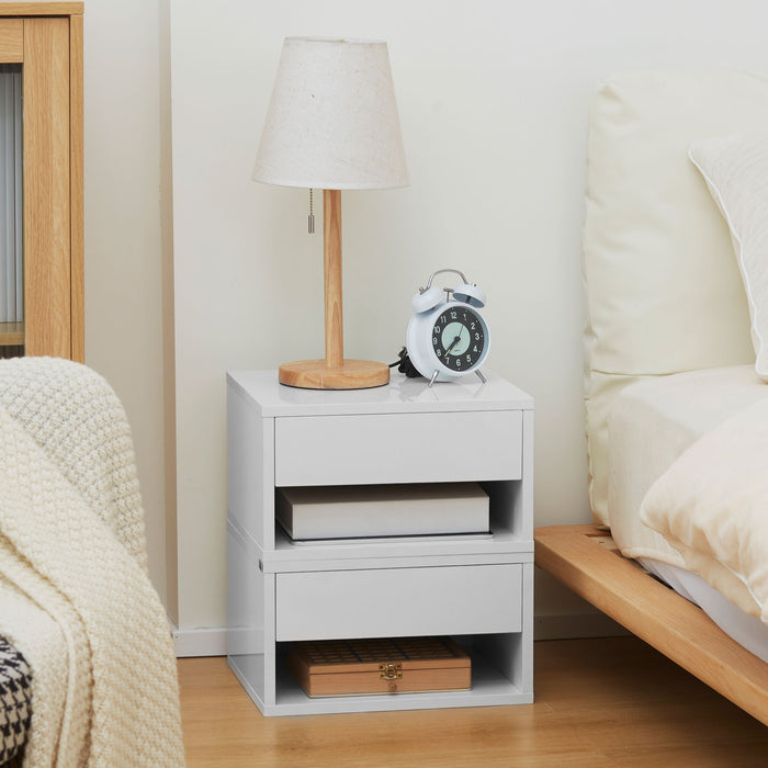 2 Pieces Bedside Table Wall Mounted Nightstand with