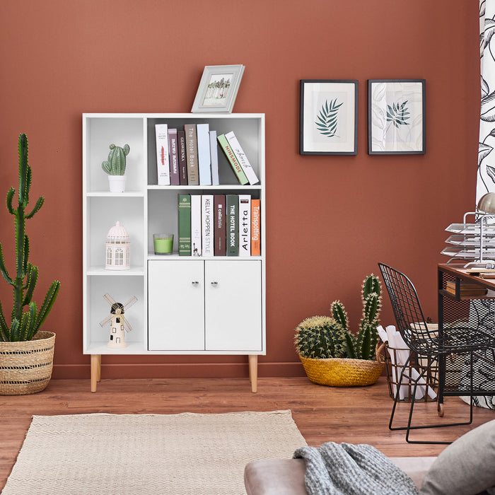 Open Bookcase Storage Cabinet Shelves Unit Free Standing