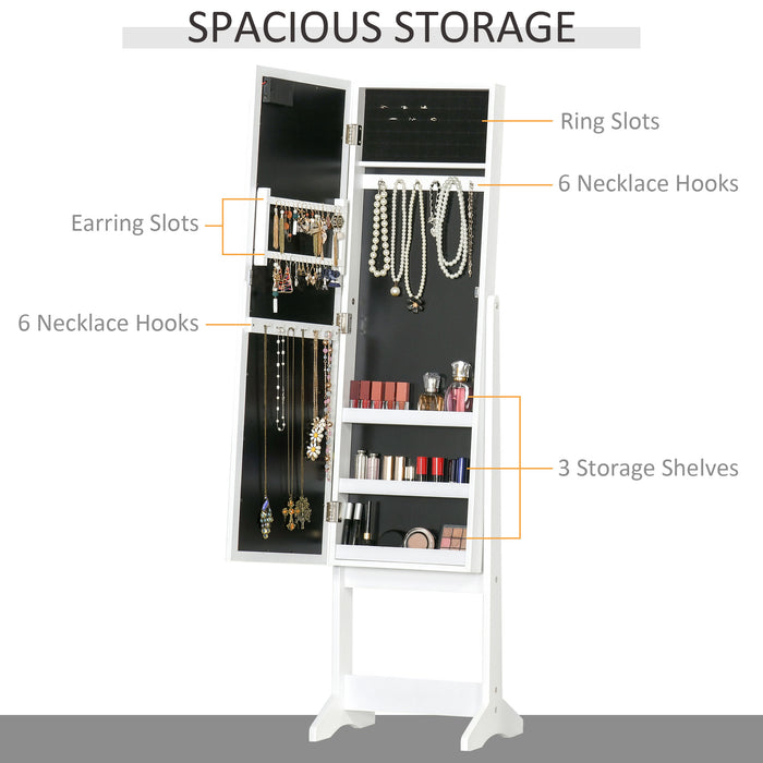 Free Standing LED Mirror Jewelry Cabinet Jewellery Armoire