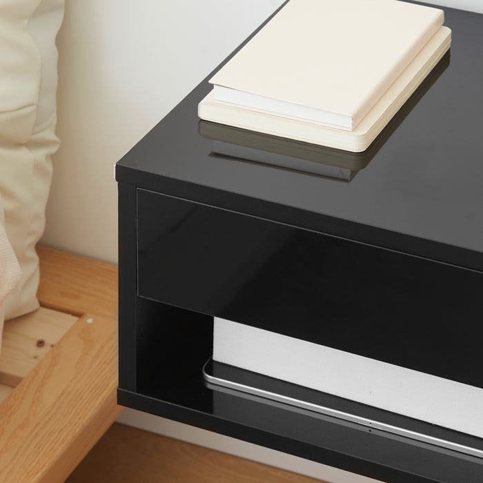 2 Pieces Bedside Table Wall Mounted Nightstand with