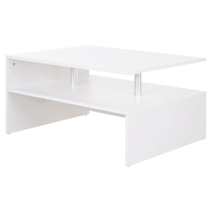 2-Tier Coffee Table Side/End Table Modern Rectangular Design