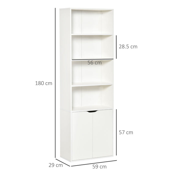 2 Door 4 Shelves Tall Bookcase Modern Storage