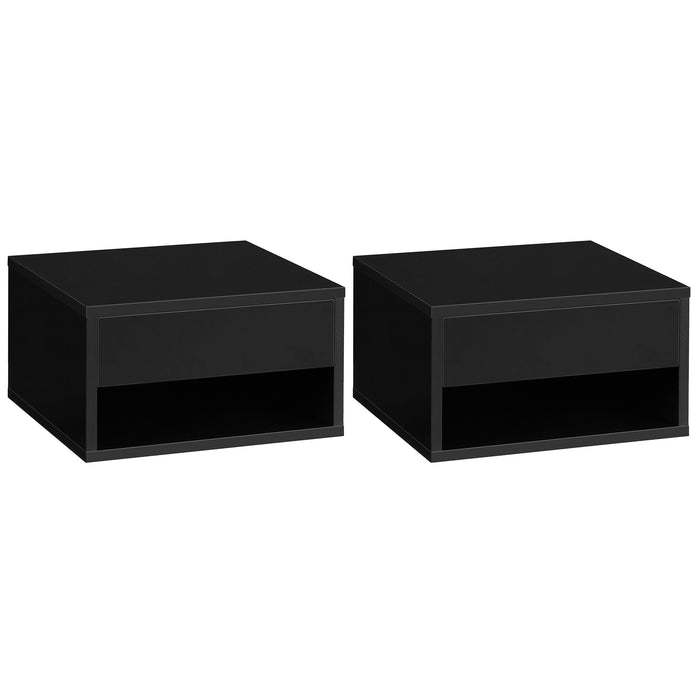 2 Pieces Bedside Table Wall Mounted Nightstand with