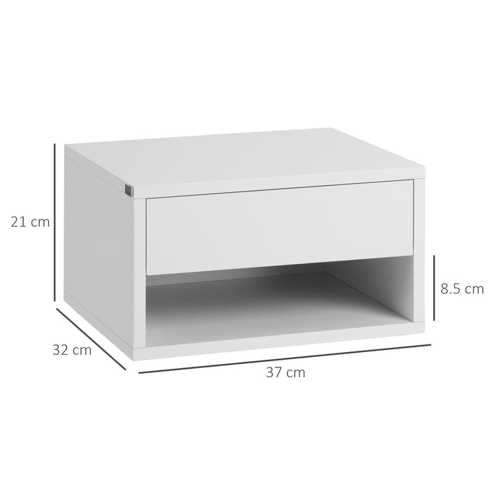 2 Pieces Bedside Table Wall Mounted Nightstand with