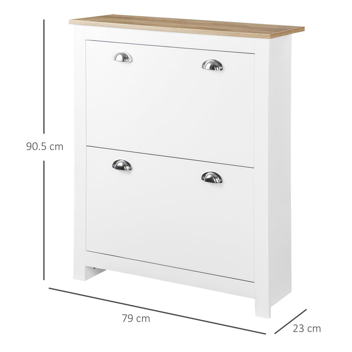 2 Drawer Shoe Cabinet Modern Narrow Shoe Cupboard