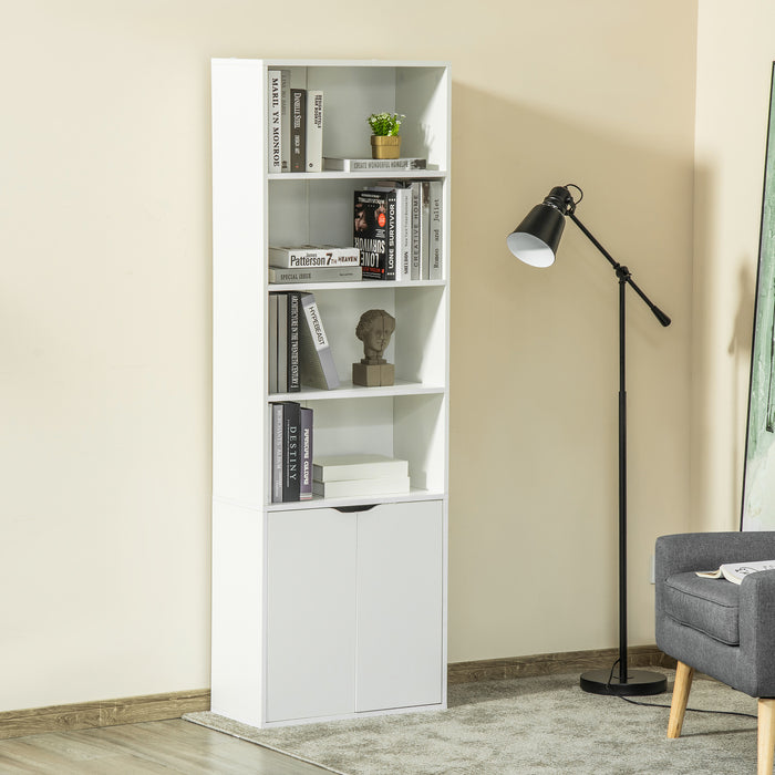 2 Door 4 Shelves Tall Bookcase Modern Storage