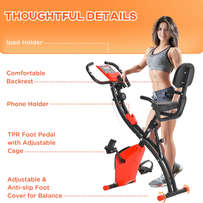 2-In-1 Upright Exercise Recumbent Bike Adjustable Resistance Stationary