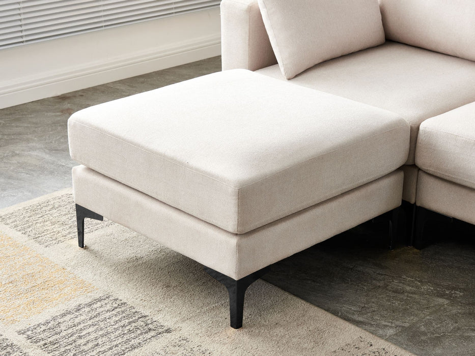 ANEK 3 Seater Beige Fabric Sofa with Ottoman