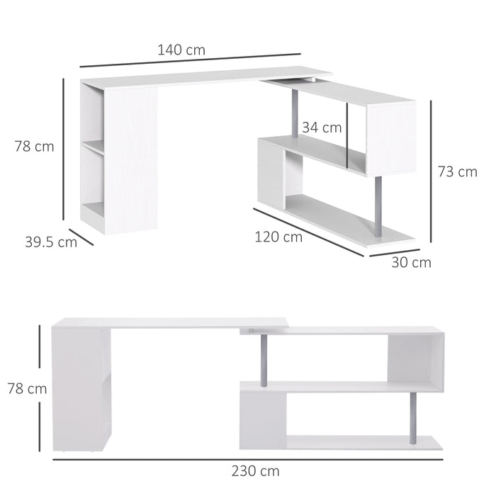 360 Degree Rotating Corner Desk Storage Shelf Combo