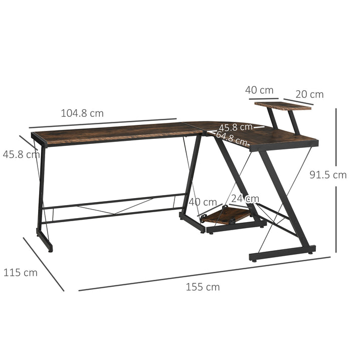 L Shaped  Computer PC Desk Round Corner