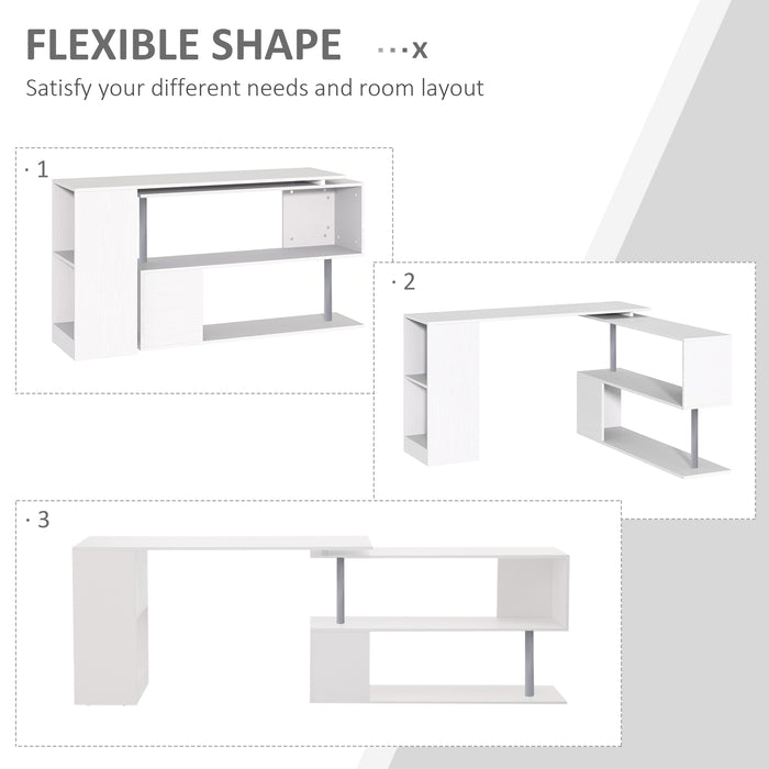 360 Degree Rotating Corner Desk Storage Shelf Combo