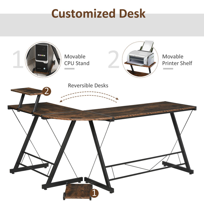 L Shaped  Computer PC Desk Round Corner