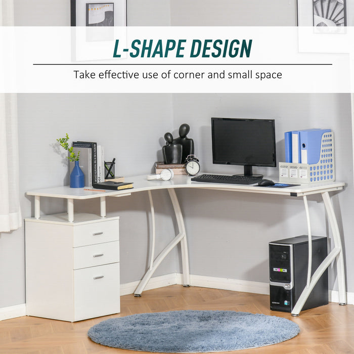 L-Shaped Computer Desk Table with Storage Drawer Home