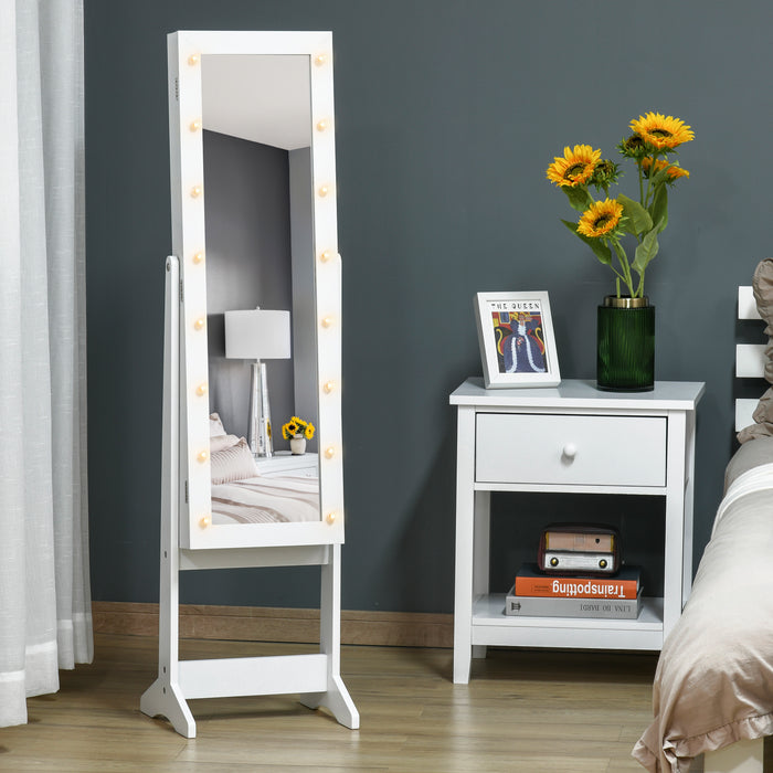 Free Standing LED Mirror Jewelry Cabinet Jewellery Armoire