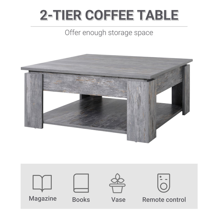 2 Tier Wood Coffee Table Side Table Bottom