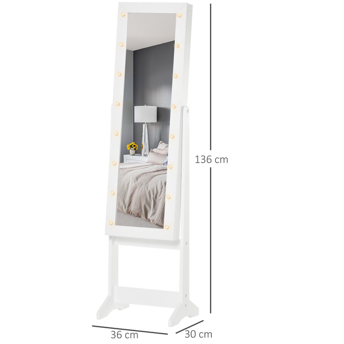 Free Standing LED Mirror Jewelry Cabinet Jewellery Armoire