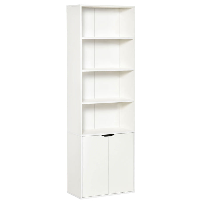 2 Door 4 Shelves Tall Bookcase Modern Storage