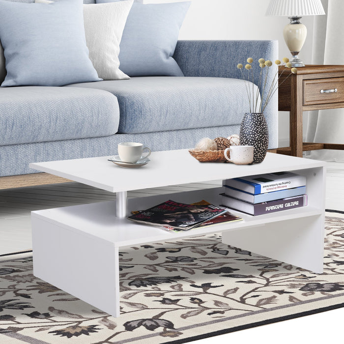 2-Tier Coffee Table Side/End Table Modern Rectangular Design