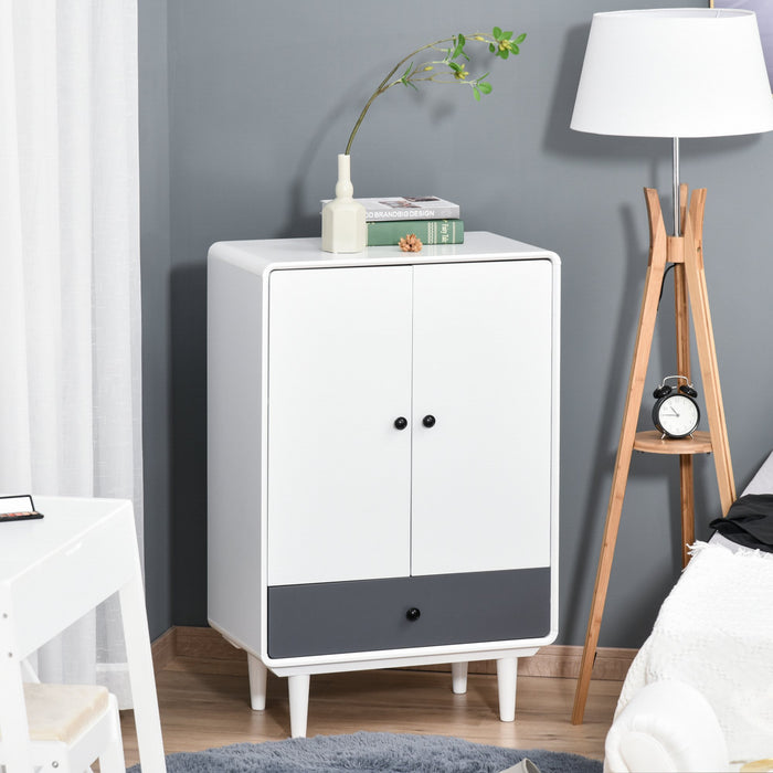 Modern Cabinet, Bedside Table, Storage Organizer, with Doors and Drawer for Bedroom & Living Room