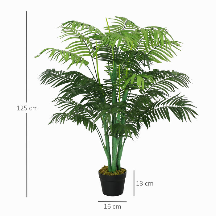 125cm/4FT Artificial Palm Plant Decorative Tree with 18 Leaves Nursery Pot Fake Plastic Indoor Outdoor Home Office D?«cor, Green