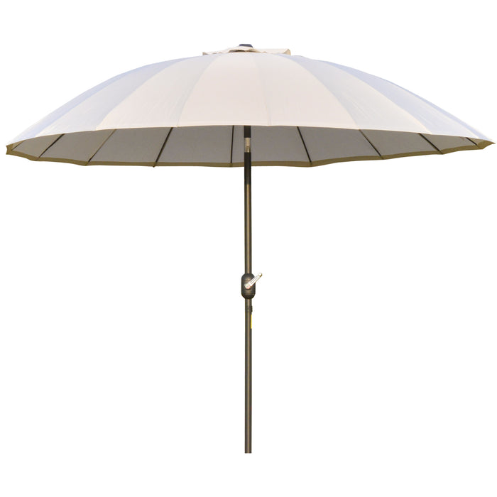 ­±255cm Patio Parasol Umbrella Outdoor Market Table Parasol with Push Button Tilt Crank and Sturdy Ribs for Garden Lawn Backyard Pool White