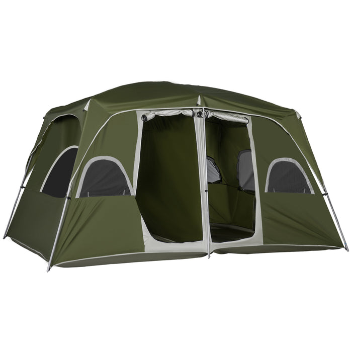 Camping Tent, Family Tent 4-8 Person 2 Room, with Large Mesh Windows, Easy Set Up for Backpacking Hiking Outdoor, Green