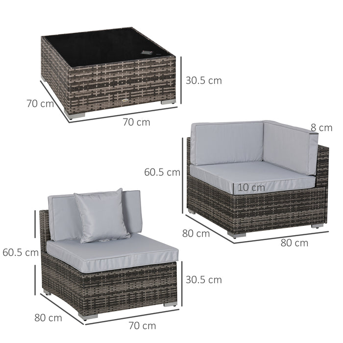 7 PC Garden Rattan Furniture Set Patio Outdoor Sectional Wicker Weave Sofa Seat Coffee Table w/ Cushion and Pillow Buckle Structure