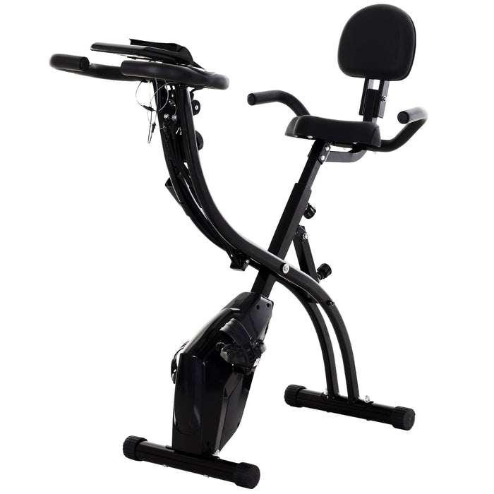 2-in-1 Foldable Exercise Bike Recumbent Stationary Bike 8-Level Adjustable Magnetic Resistance with Pulse Sensor LCD Display