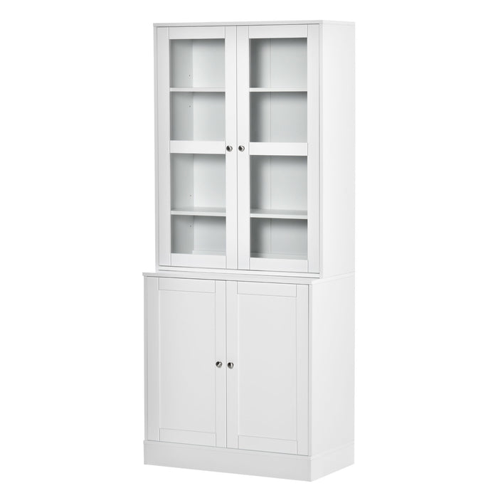 Modern Bookcase with Doors, Display Storage Cabinet with Adjustable Shelves for Living Room, Study, Office, White