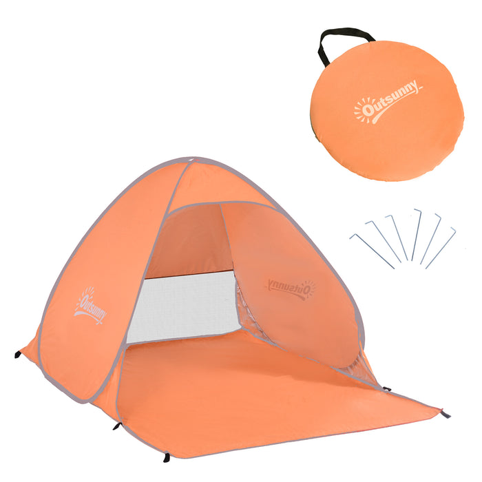 Pop-up Portable Beach Tent Hiking UV Protection Patio Sun Shade Shelter Tent of 2 Person-Orange