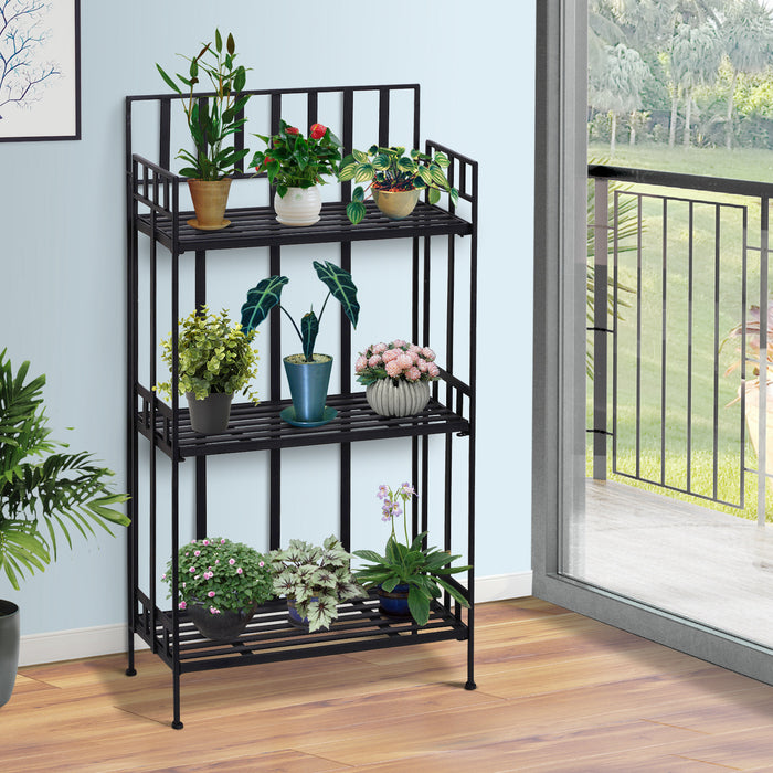 Retro 3-Tier Garden Plant Herb Stand Metal Flower Display Rack Bookshelf Bathroom Shelf