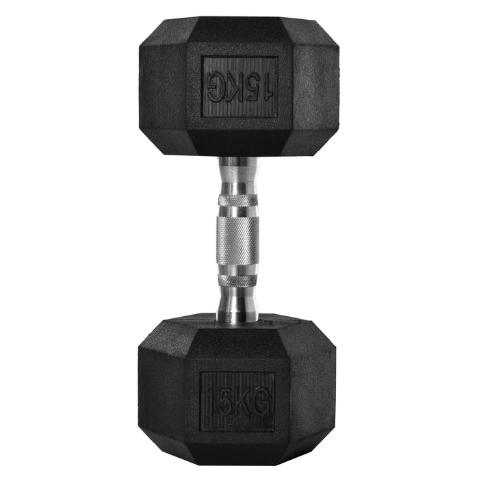 15KG Single Rubber Hex Dumbbell Portable Hand Weights Dumbbell Home Gym Workout Fitness Hand Dumbbell