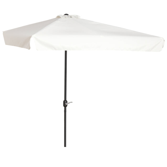 2.3m Half Parasol Semi Round Umbrella Patio Metal Frame Crank Handle for Balcony-- NO BASE INCLUDED, Cream White