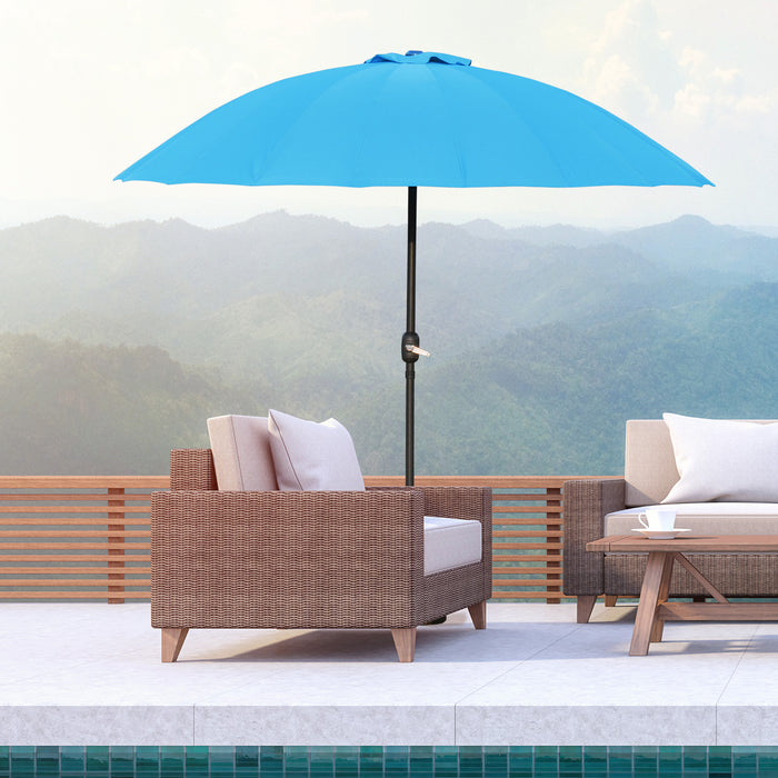 ­±255cm Patio Parasol Umbrella Outdoor Market Table Parasol with Push Button Tilt Crank and 18 Sturdy Ribs for Garden Lawn Backyard Pool Blue