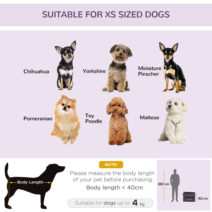 PawHut Pet Carrier, Portable Cat Carrier, Foldable Dog Bag for Miniature Dogs, 60 x 42 x 42 cm, Purple