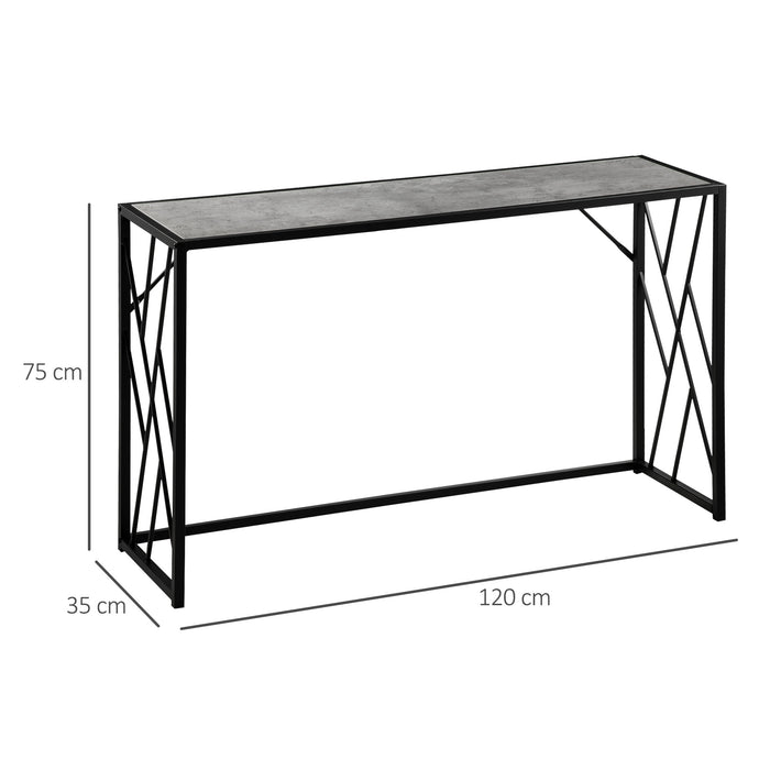 120??cm Console Table, Industrial Sofa Table with Metal Frame for Living Room, Hallway, Grey