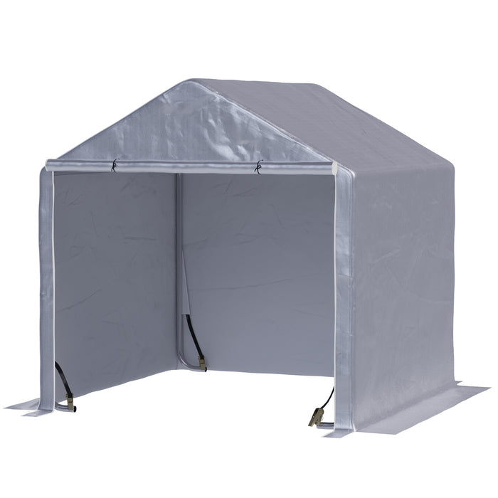 2 x 2m Garden Garage Storage Tent Galvanized Steel Outdoor Carport Gazebo Waterproof UV-Resistant - Grey