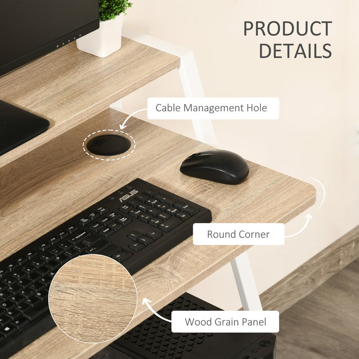 Writing Desk Computer Table Home Office PC Laptop Workstation Storage Shelf Color White and Oak