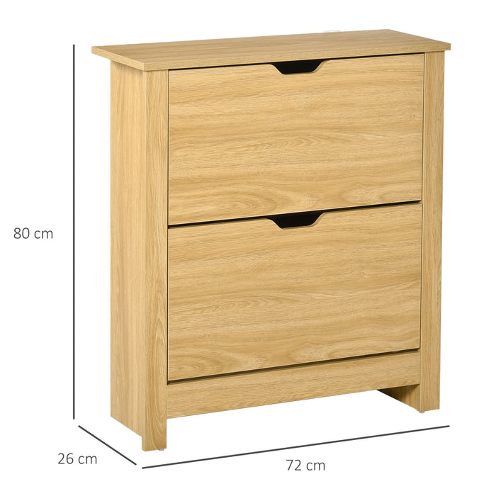 12-Shoe Storage Cabinet 4 Shelves 2 Drawers 4 Protective Legs Modern Stylish Unit Hallway Bedroom Home Furniture Brown