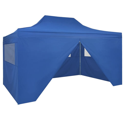 Foldable Tent Pop-Up with 4 Side Walls 3x4.5 m Blue.