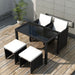 5 Piece Outdoor Dining Set with Cushions Poly Rattan Black.