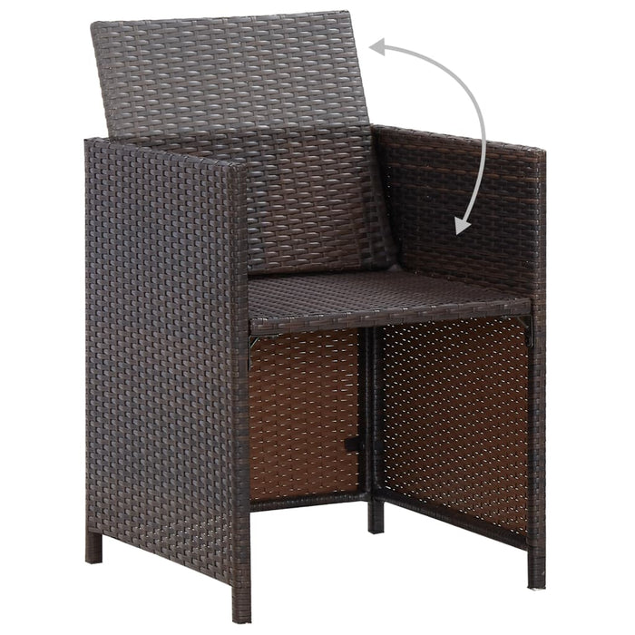 11 Piece Outdoor Dining Set with Cushions Poly Rattan Brown.