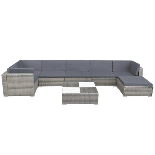 8 Piece Garden Lounge Set with Cushions Poly Rattan Grey.