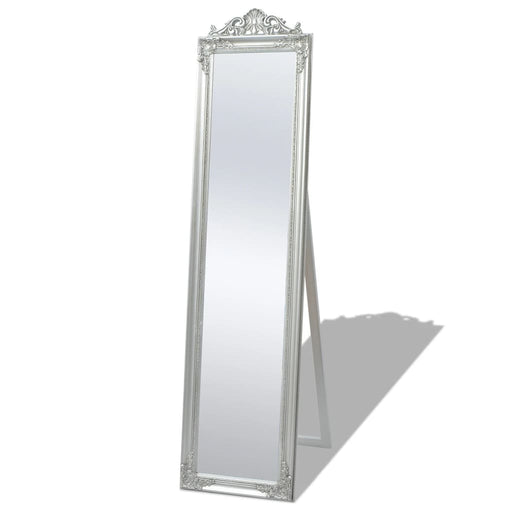Free-Standing Mirror Baroque Style 160x40 cm Silver.