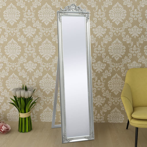 Free-Standing Mirror Baroque Style 160x40 cm Silver.