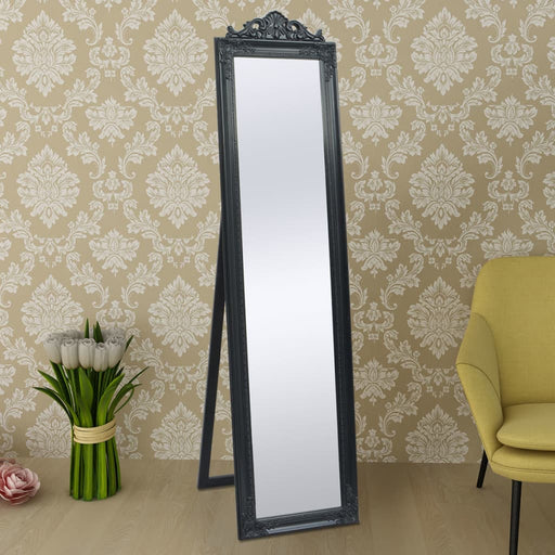Free-Standing Mirror Baroque Style 160x40 cm Black.