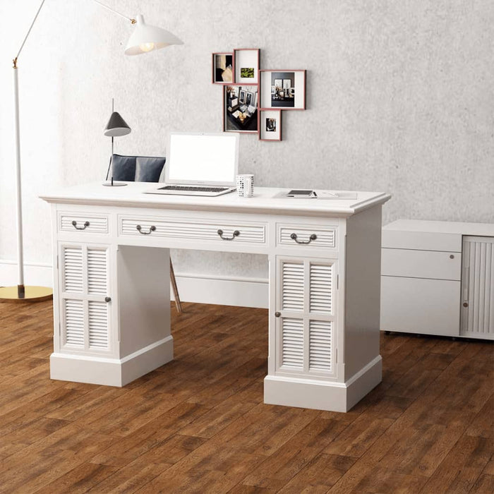 Double Pedestal Desk White 140x48x80 cm.